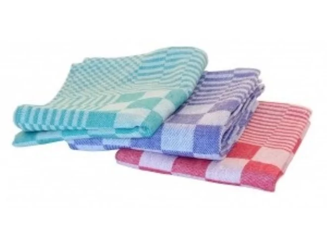 Keukenhanddoek blok/mineur 65x65cm 6st rood