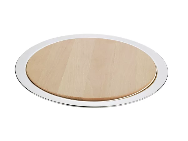 Serving tray s/s + wooden board 47.5cm