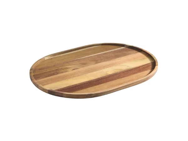 Koffie/serveerplateau acacia rechthoek afgerond L370xB270xH15mm