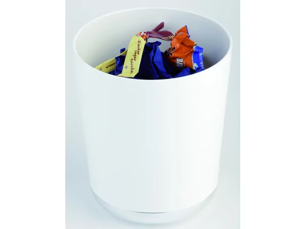 Table bin plastic white Ø130xH150mm 1.3L