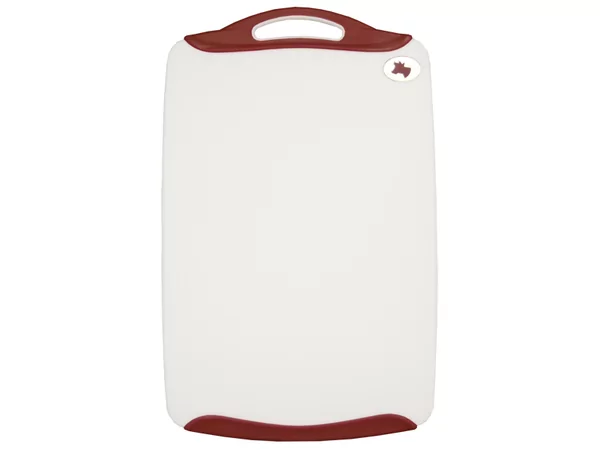 Cutting board micro PP 240x380x9mm white/red with meat