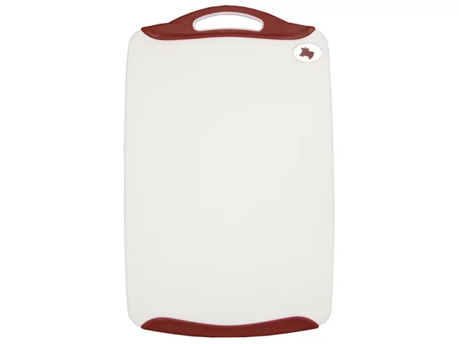 Snijplank micro PP 240x380x9mm wit/rood met symbool vlees