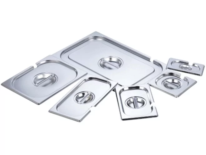 GN deksel 1/6 inox met lepeluitsparing lange zijde