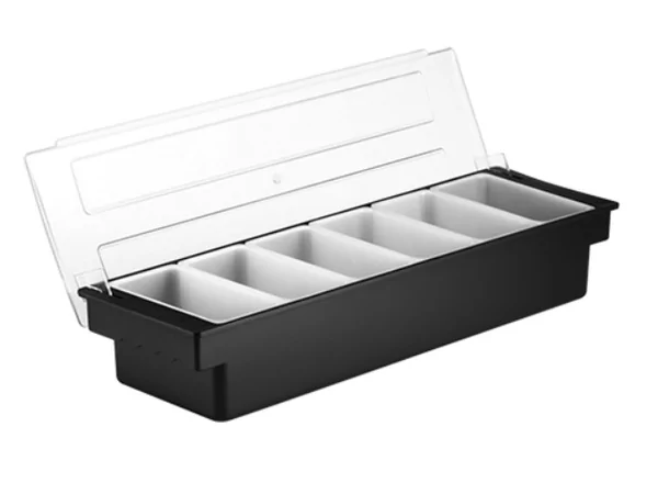 Présentoir de condiments noir 500x160xH100mm 6 raviers