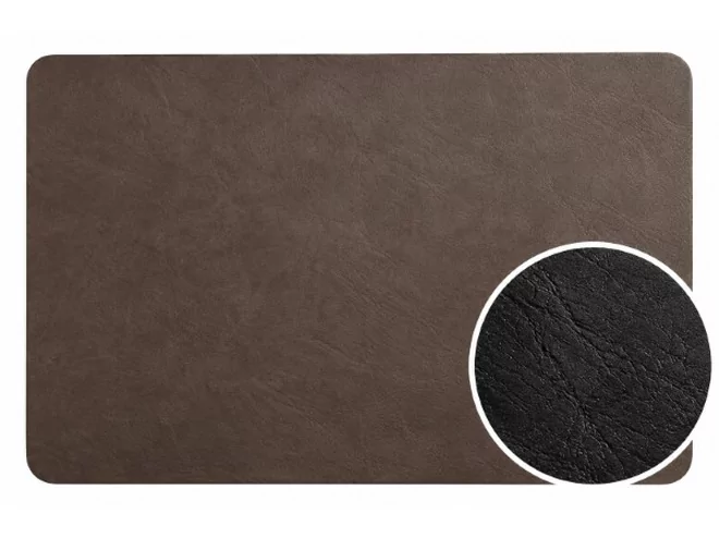 Napperon brun foncé/noir leatherlook double face L450xB300mm