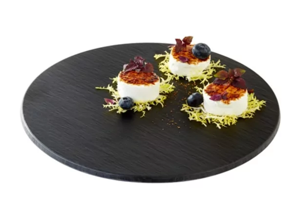 Melamine Slate Tray round Ø300mm with non slip feet