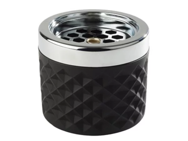 Cendrier de terrasse chromé / noir D95xH80mm
