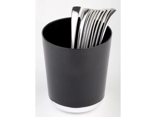 Poubelle de table/bacs couverts noir/chromé Ø130xH150mm 1.3L