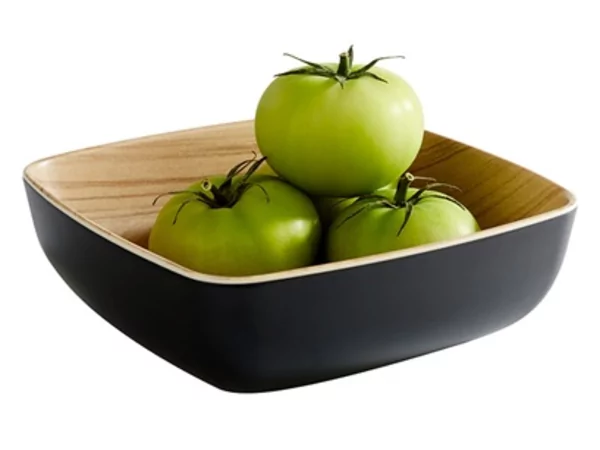 Frida melamine bowl 165x165xH55mm noir/imitation bois