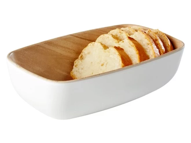 Frida melamine bowl 176x108xH55mm wit/imitatie hout