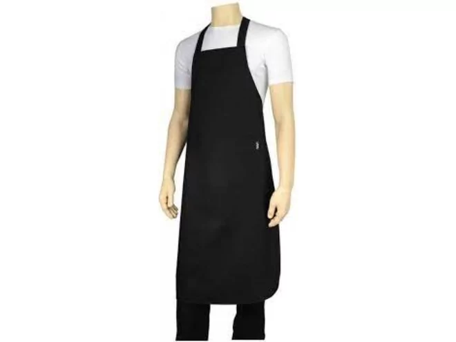 Gastropro schort met bavet L100xB77cm 2 zakken zwart verstelbaar