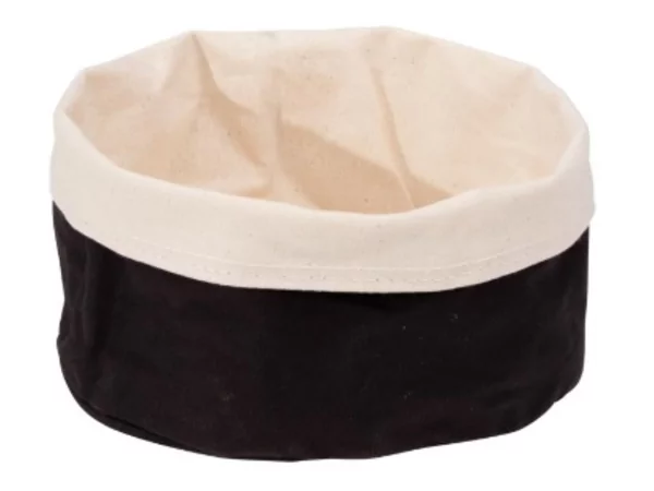 Broodmand katoen rond zwart/beige D170xH110mm