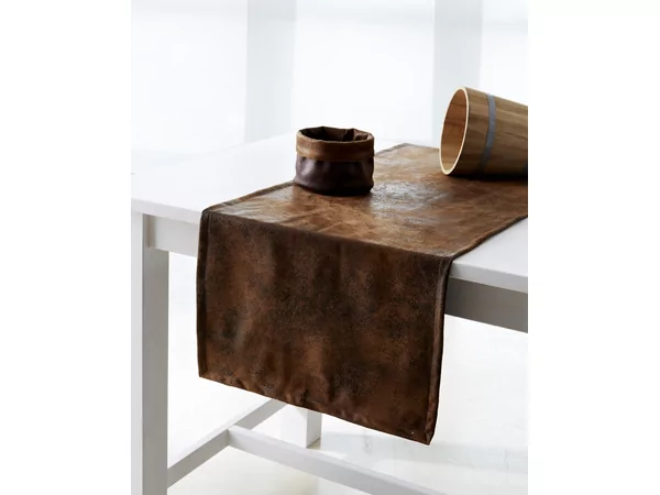 Chemin de table Cuirlys polyester caramel 120x43cm