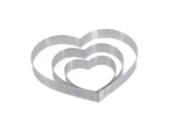 Anneau à gateau inox coeur bord droite perfore Ø80mm-95ml