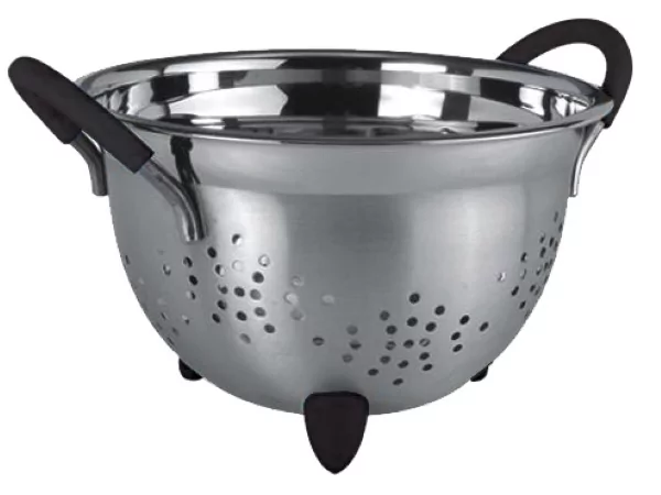 Vergiet inox 250mm siliconen handvaten+voetjes paars