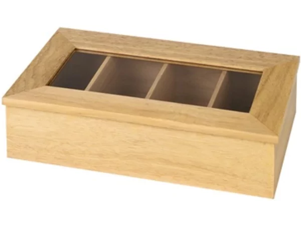 Theedoos hout zonder opschrift 335x200-H90mm 4-vaks