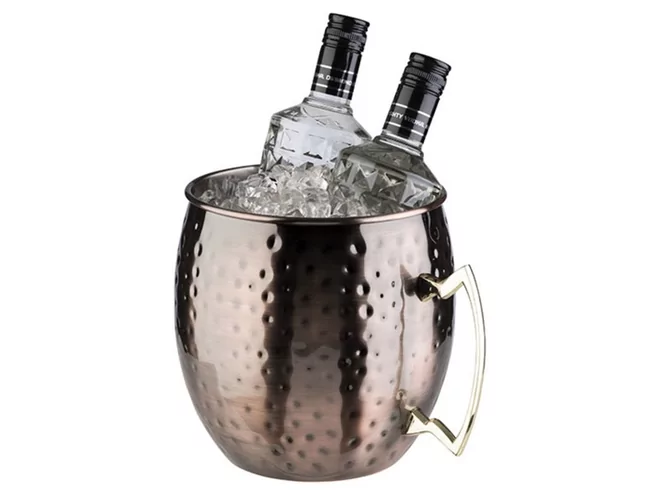 Bottle cooler copper hammered antik D200xH210mm 5L