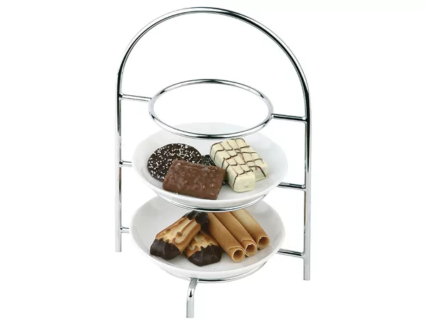 Etagere chrome pour 3 assiettes max 170mm 185x160x26mm