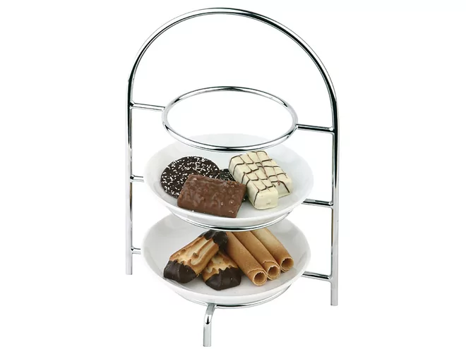 Etagere chrome pour 3 assiettes max 170mm 185x160x26mm