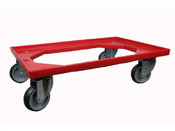 Chariot porte-bacs L600xB400xH230mm rouge